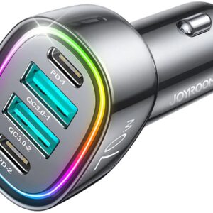 Joyroom ładowarka samochodowa 70W z 4 portami: 2 x USB C, 2 x USB czarna