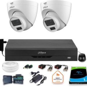Zestaw monitoringu Dahua 2x kamera kopułkowa HAC-HDW1500CLQ-IL-A-0280B-S2 1TB IR 20m 5mp