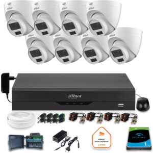 Zestaw monitoringu Dahua 8x kamera kopułkowa HAC-HDW1500CLQ-IL-A-0280B-S2 1TB IR 20m 51mp