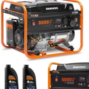 ZESTAW AGREGAT PRĄDOTWÓRCZY DAEWOO GDA 6500 5.5kW + 2x GENERATOR OIL SAE 10W-30 DWO 600