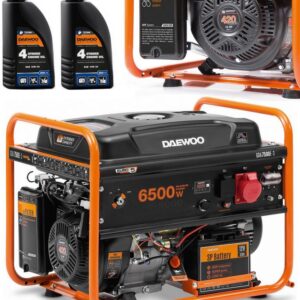 ZESTAW AGREGAT PRĄDOTWÓRCZY DAEWOO GDA 7500E-3 6.5kW + 2x GENERATOR OIL SAE 10W-30 DWO 600