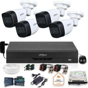 Zestaw monitoringu Dahua 4 kamery tubowe 5Mpx Dysk 1TB