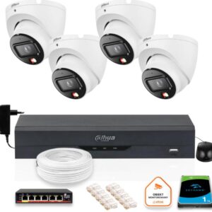 Zestaw monitoringu IP Dahua 4 kamery kopułkowe 6Mpx Dysk
