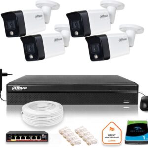 Zestaw monitoringu IP Dahua 4 kamery tubowe 6Mpx