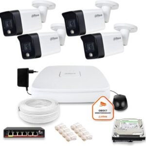 Zestaw monitoringu IP Dahua 4 kamery tubowe 6Mpx Dysk