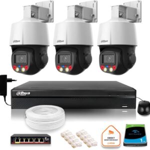 Zestaw monitoringu IP Dahua 3 kamery obrotowe 4MPx dysk 1TB