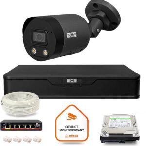Zestaw monitoringu IP BCS Point 1x Kamera BCS-P-TIP28FWR3L2-Ai2-G Rejestrator z dyskiem