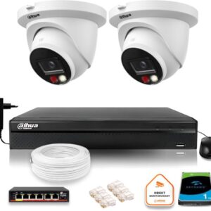 Zestaw monitoringu IP Dahua 8mpx 4K 2 kamery IPC-HDW2849TM-S-IL z dyskiem