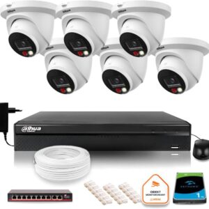 Zestaw monitoringu IP Dahua 8mpx 4K 6 kamer IPC-HDW2849TM-S-IL z dyskiem
