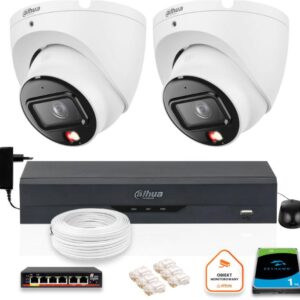Zestaw monitoringu IP Dahua 2 Kamery zewnętrzne IP 6mpx dysk twardy