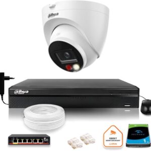 Zestaw monitoringu IP Dahua Kamera zewnętrzna IP 6mpx dysk twardy