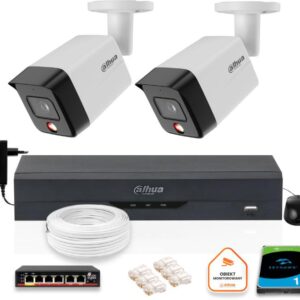Zestaw monitoringu IP Dahua 2 Kamery zewnętrzne 6mpx dysk twardy