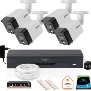 Zestaw monitoringu IP Dahua 4 Kamery zewnętrzne 6mpx dysk twardy