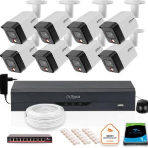 Zestaw monitoringu IP Dahua 8 Kamer zewnętrznych 6mpx dysk twardy