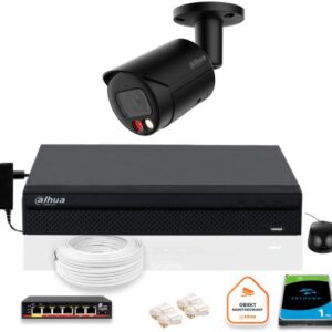 Zestaw monitoringu IP DAHUA kamera zewnętrzna czarna 8MPX