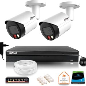 Zestaw monitoringu IP Dahua 8mpx 4K 2 kamery IPC-HFW2849S-S-IL z dyskiem