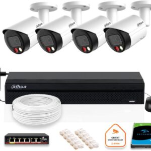 Zestaw monitoringu IP Dahua 8mpx 4K 4 kamery IPC-HFW2849S-S-IL z dyskiem