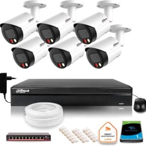 Zestaw monitoringu IP Dahua 8mpx 4K 6 kamer IPC-HFW2849S-S-IL z dyskiem