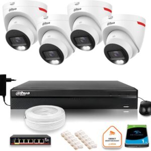 Zestaw monitoringu IP DAHUA 4 kamery zewnętrzne WizColor 2K 30m