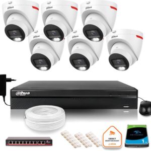 Zestaw monitoringu IP DAHUA 6 kamer zewnętrznych WizColor 2K 30m
