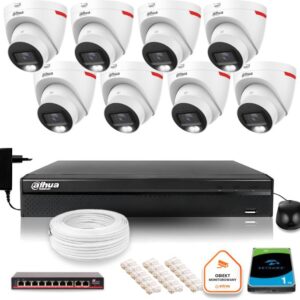 Zestaw monitoringu IP DAHUA 8 kamer zewnętrznych WizColor 2K 30m