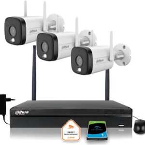 Zestaw monitoringu IP Dahua 3 Kamery WI-FI 5MPx aktywne odtraszanie LED IR do 30m