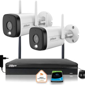 Zestaw monitoringu IP Dahua 2 Kamery WI-FI 3MPxsmart podwójne oświetlenie LED IR do 30m