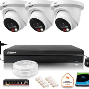 Zestaw monitoringu IP Dahua 8mpx 4K 3 kamery IPC-HDW2849TM-S-IL z dyskiem