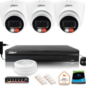 Zestaw monitoringu IP DAHUA 4Mpx 2K 3 kamery IPC-HDW1439V-A-IL z dyskiem