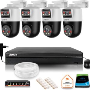 Zestaw monitoringu IP Dahua 4 kamery obrotowe 2MP+2MP z dyskiem