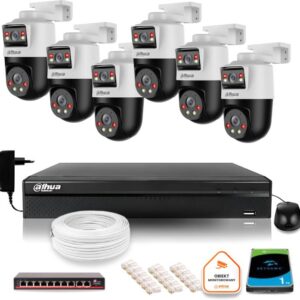 Zestaw monitoringu IP Dahua 6 kamer obrotowych 2MP+2MP z dyskiem