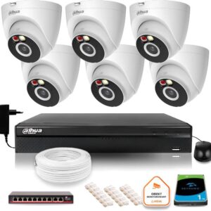 Zestaw monitoringu IP Dahua 2MPx 6 Kamer zewnętrznych oświetlenie IR LED 30m