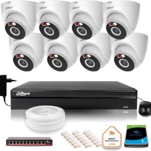 Zestaw monitoringu IP Dahua 2MPx 8 Kamer zewnętrznych oświetlenie IR LED 30m