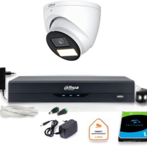 Zestaw monitoringu 4w1 Dahua Kamera zewnętrzna FullHD z dyskiem 1TB
