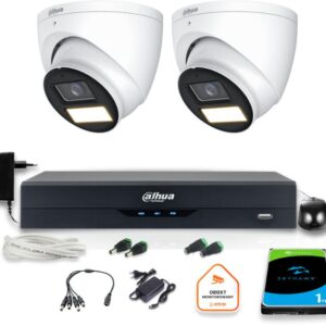 Zestaw monitoringu 4w1 Dahua 2 Kamery zewnętrzne FullHD z dyskiem 1TB