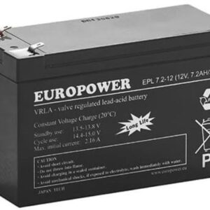 Akumulator AGM EUROPOWER serii EPL 12V 7,2Ah T1 (Żywotność 15 lat)