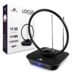 Antena pokojowa DVB-T2 Spacetronik Locus TV zasilacz 45dB