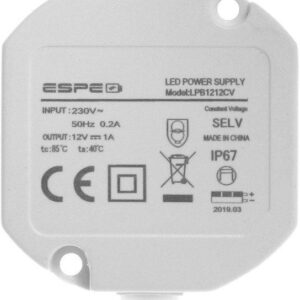 ZASILACZ DOPUSZKOWY ESPE LPB1212CV DC PLUG 5.5/2.1S 12V 1.25A