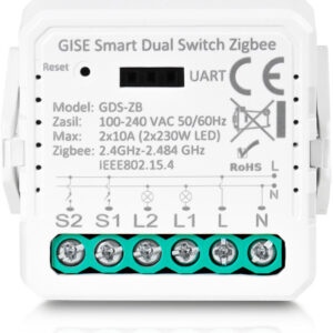 GISE Smart Podwójny moduł przekaźnikowy Zigbee | Tuya | GDS-ZB