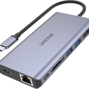 Adapter Unitek D1056A Hub USB-C 2x USB 3.1 HDMI DP RJ45 czytnikSD