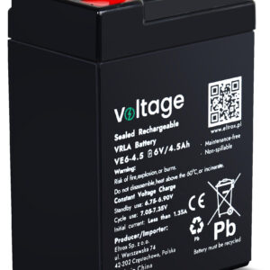 Akumulator AGM Voltage 6V 4,5Ah VE6-4.5 (Żywotność 6-9 lat)