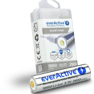 Akumulator 18650 Li-Ion 3,7V everActive 2600mAh (1 szt.) micro-USB z zabezpieczeniem