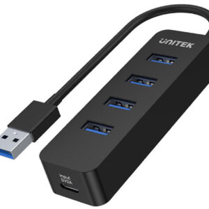 Hub USB Unitek H1117A, 4 porty, USB-C, USB 3.1, aktywny, 10W