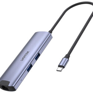 H1112F Unitek Aktywny Hub USB-C 5Gbps, HDMI RJ-45 PD 100W