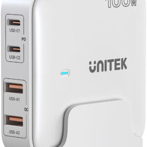 Unitek P1229AWH01-EU Ładowarka biurkowa GaN 100W 2xUSB-A 2xUSB-C