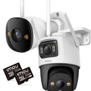 Zestaw 2 kamer IP Imou bullet 3 5MP i Cruiser Dual 10MP z kartami pamięci 32GB