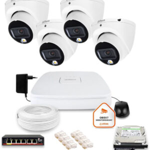 Zestaw monitoringu IP Dahua 4 kamery kopułkowe 6Mpx Dysk 1TB