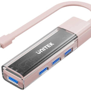 Unitek Hub dwukierunkowy USB C/USB A 5Gbps różowy