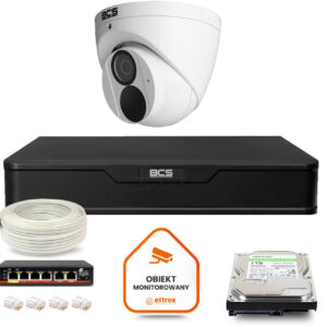 Zestaw monitoringu IP BCS Point 1x Kamera BCS-P-EIP28FWR3-Ai2 Rejestrator z dyskiem