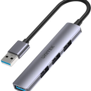 Unitek Hub USB-A 1*USB-A 5 Gbps, 3*USB-A 2.0 alu